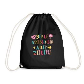 Beste Assistentin aller Zeiten Geschenk - Turnbeutel - Schwarz - Vorne