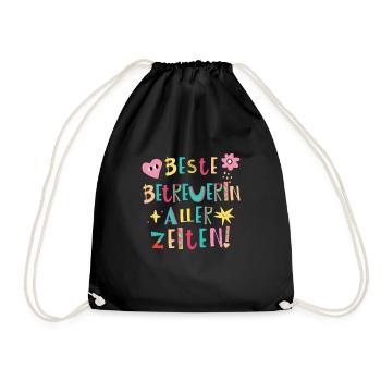 Beste Betreuerin aller Zeiten Geschenk - Turnbeutel - Schwarz - Vorne