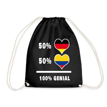 Germany and Colombia 100% Ingenious / Gift - Drawstring Bag - black - Front