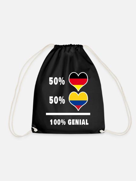 Deutschland und Kolumbien 100% Genial / Geschenk - Turnbeutel - Schwarz