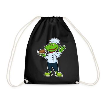Frosch Koch Hähnchen Kochen - Turnbeutel - Schwarz - Vorne