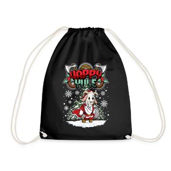 Happy Yule Viking Christmas Goat - Drawstring Bag - black - Front