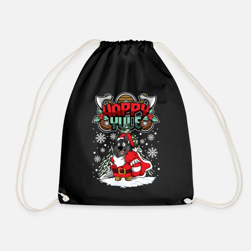 Happy Yule Viking Christmas Wolf - Turnbeutel - Schwarz