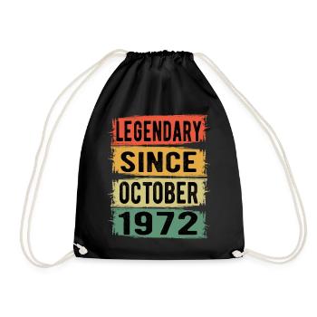 Birthday Retro October 1972 - Drawstring Bag - black - Front