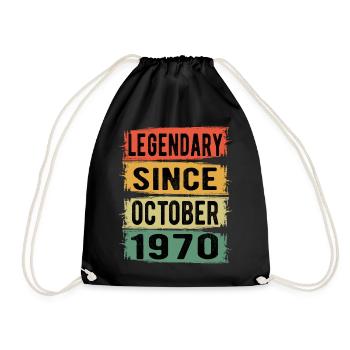 Birthday Retro October 1970 - Drawstring Bag - black - Front