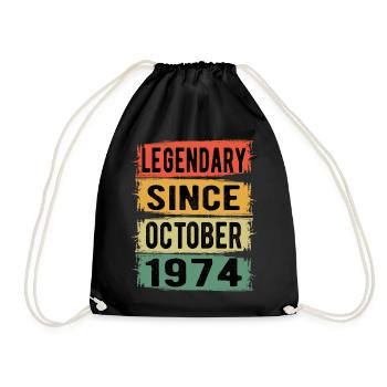 Birthday Retro October 1974 - Drawstring Bag - black - Front