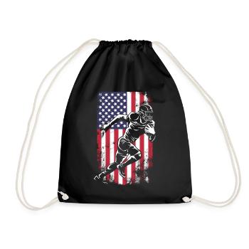 Football Running Wide Receiver USA Flag - Turnbeutel - Schwarz - Vorne