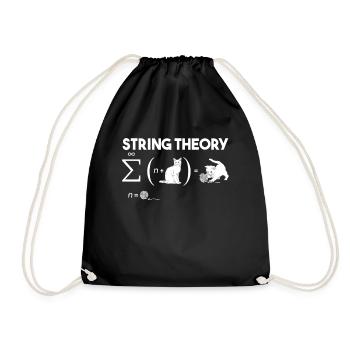 Katze Stringtheorie Wolle Quantenmechanik Mathe - Turnbeutel - Schwarz - Vorne