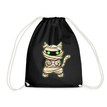 Chat à momie effrayant Avec les yeux Verts - Sac de sport léger - noir - Devant
