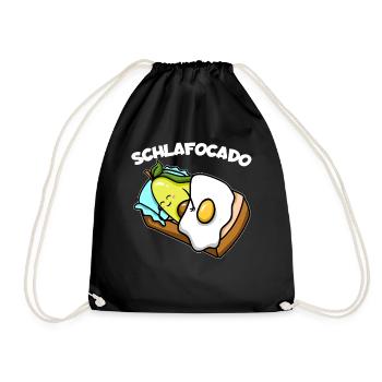 Schlafocado Avocado Schlafanzug Pyjama Nachthemd - Turnbeutel - Schwarz - Vorne