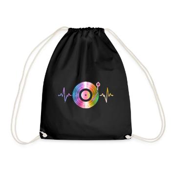 Heartbeat Vinyl - Turnbeutel - Schwarz - Vorne