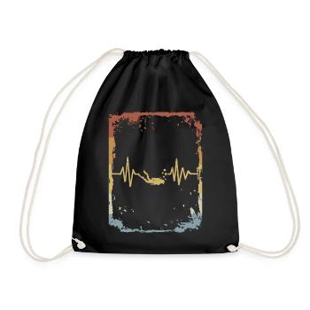 Diving Heartbeat Diver Diving Scuba Retro - Drawstring Bag - black - Front