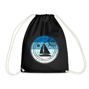 Retro Segelboot - Turnbeutel - Schwarz - Vorne