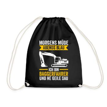 Baggerfahrer Tiefbau Bagger - Turnbeutel - Schwarz - Vorne