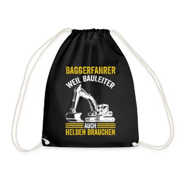 Baggerfahrer Bauleiter Bagger - Turnbeutel - Schwarz - Vorne
