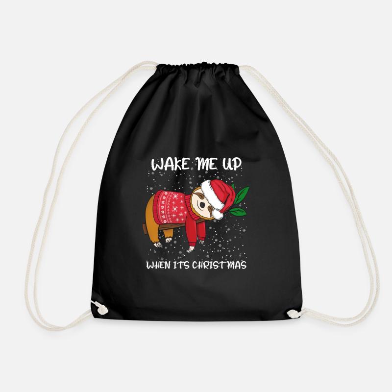 Wake Me Up When It's Christmas - Drawstring Bag - black