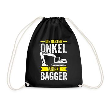 Baggerfahrer Onkel Baggern Bagger - Turnbeutel - Schwarz - Vorne