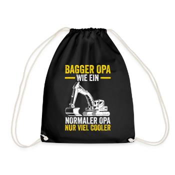 Bagger Opa Großvater Baggern Baggerfahrer - Turnbeutel - Schwarz - Vorne