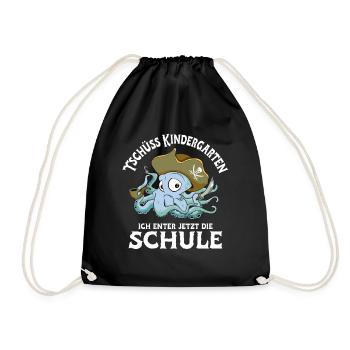 Erster Schultag Einschulung Pirat Erstklässler - Turnbeutel - Schwarz - Vorne