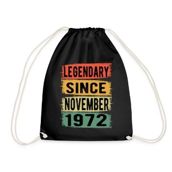Birthday Retro November 1972 - Drawstring Bag - black - Front