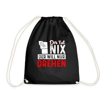 Der Tut Nix Der Will Nur Drehen CNC Dreher - Turnbeutel - Schwarz - Vorne