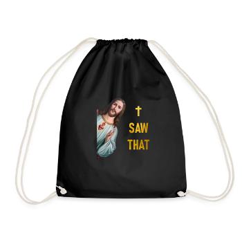 Ich Sehe Das - Karma & Jesus Spruch - I SAW THAT - Turnbeutel - Schwarz - Vorne