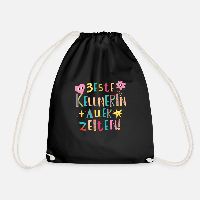 Beste Kellnerin aller Zeiten Geschenk - Turnbeutel - Schwarz