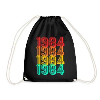 1984 born Born 1984 Gift Birthday - Drawstring Bag - black - Front
