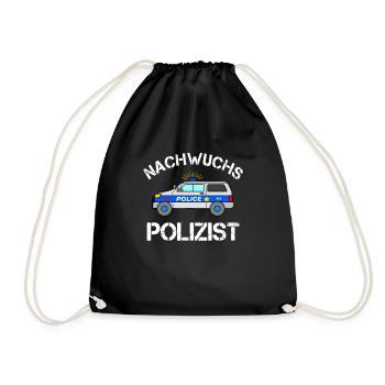 Nachwuchs Polizist Baby Kind Polizei Auto Geschenk - Turnbeutel - Schwarz - Vorne