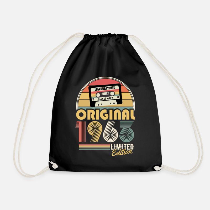 1963 Vintage Birthday Retro Gift - Drawstring Bag - black
