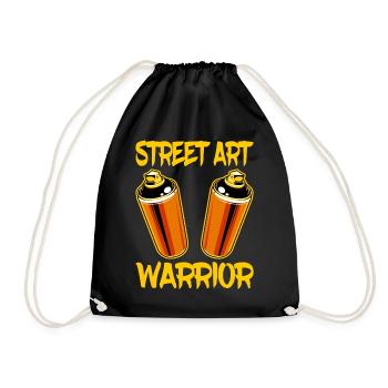 Street Art Warrior Graffiti Tag Spray Spray Paint - Drawstring Bag - black - Front