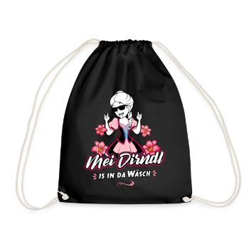 Trachtenshirt Damen Mei Dirndl T-Shirt - Turnbeutel - Schwarz - Vorne