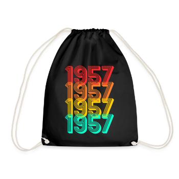Born 1957 Born 1957 Gift Birthday - Drawstring Bag - black - Front
