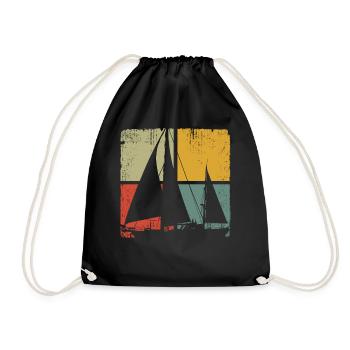 Sailing Vintage Sailboat - Turnbeutel - Schwarz - Vorne