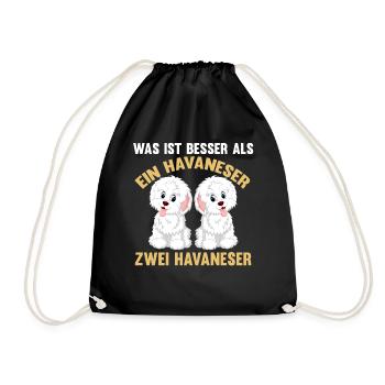 Zwei Havaneser Hund Havaneser - Turnbeutel - Schwarz - Vorne