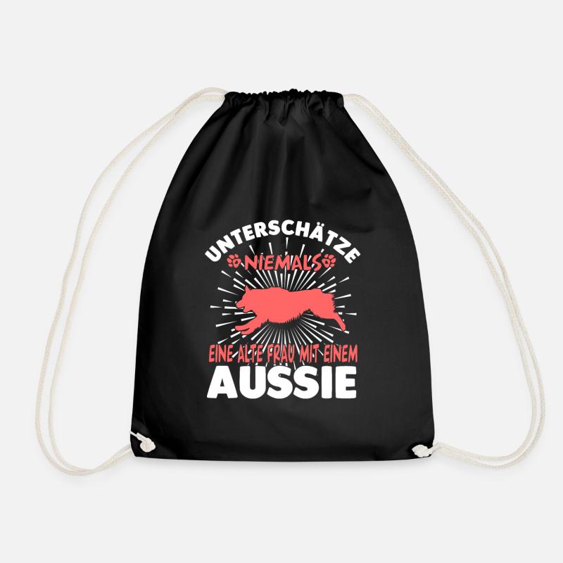 Unterschätze niemals eine alte Frau mit Aussie - Turnbeutel - Schwarz