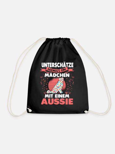 Unterschätze niemals eine Mädchen mit Aussie - Turnbeutel - Schwarz