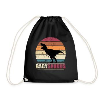 BabySaurus Dinosaur Baby Dino Birth Gift - Drawstring Bag - black - Front