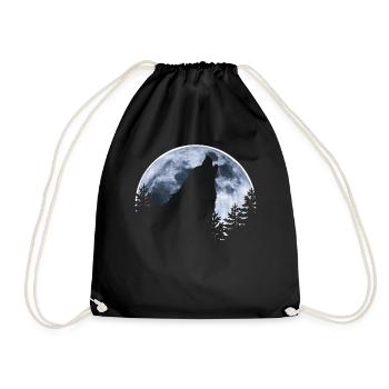 Loup hurle lune - La silhouette du loup - Sac de sport léger - noir - Devant