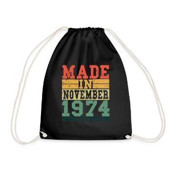 1974 Birthday November Vintage Saying - Drawstring Bag - black - Front