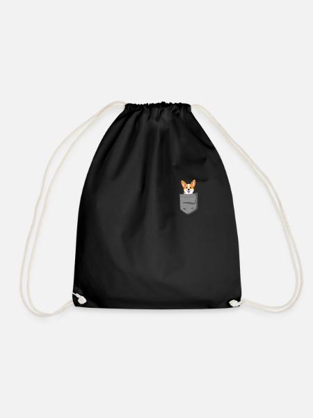 Corgi in der Brusttasche Hundeliebhaber Corgi Hund - Turnbeutel - Schwarz
