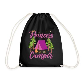 Camping Family Tent Cute Princess - Drawstring Bag - black - Front