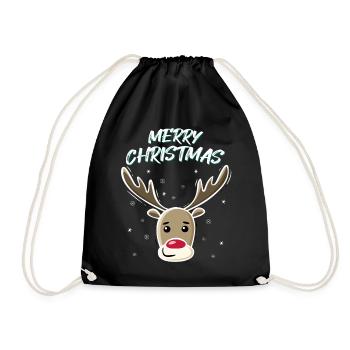 Weihnachtshirsch Rentier Weihnachten Geschenkidee - Turnbeutel - Schwarz - Vorne
