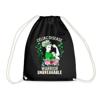 Celiac Disease Shirt, Celiac Disease Warrior - Drawstring Bag - black - Front
