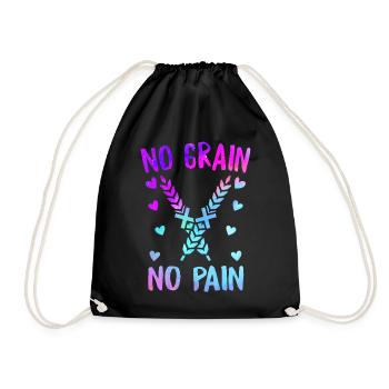 Celiac Disease Shirt, No Grain No Pain, Celiac - Drawstring Bag - black - Front