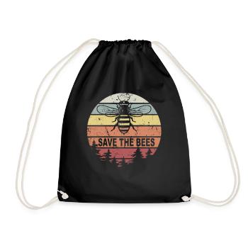 Retro Honig Biene Save The Bees Honigbienen Imker - Turnbeutel - Schwarz - Vorne