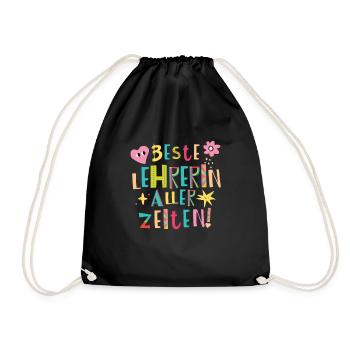 Beste Lehrerin aller Zeiten Geschenk - Turnbeutel - Schwarz - Vorne