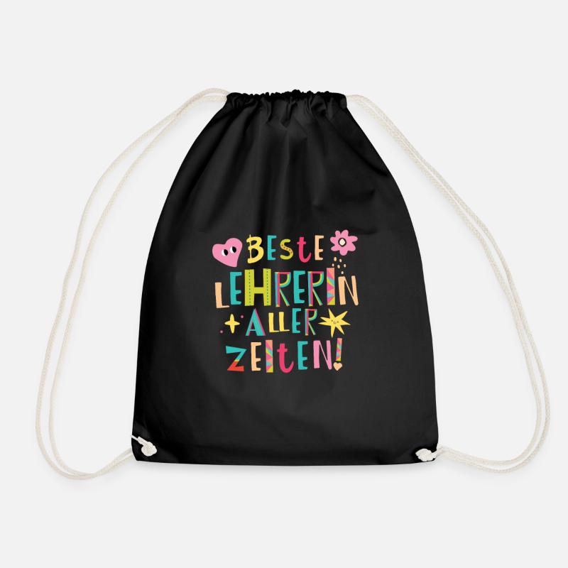 Beste Lehrerin aller Zeiten Geschenk - Turnbeutel - Schwarz