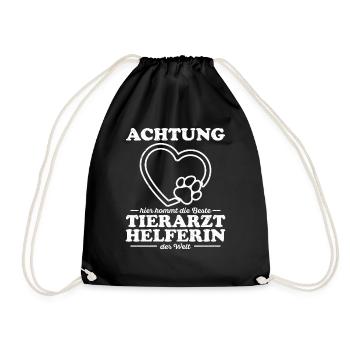 Tierarzt Tierarzthelferin Tiermedizinisch Geschenk - Turnbeutel - Schwarz - Vorne