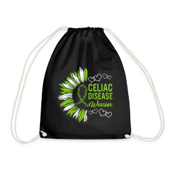 Celiac Disease Warrior Shirt, Autoimmune Disease, - Drawstring Bag - black - Front